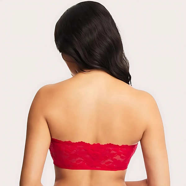 InnerFeel Unpadded Tube Bra with Adjustable Straps for Women - Red Wine, 30B