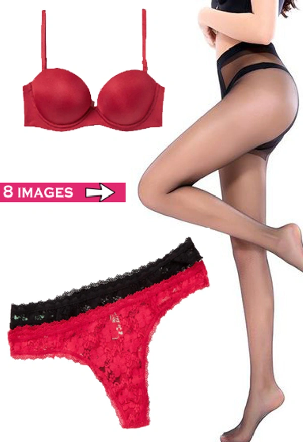 InnerFeel Value Pack Of 3 Sexy & Sultry Look Lingerie Set - 32B, Red & Black