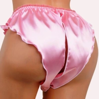 InnerFeel Vera Celeste Silk Satin Crotchless French Knicker - L