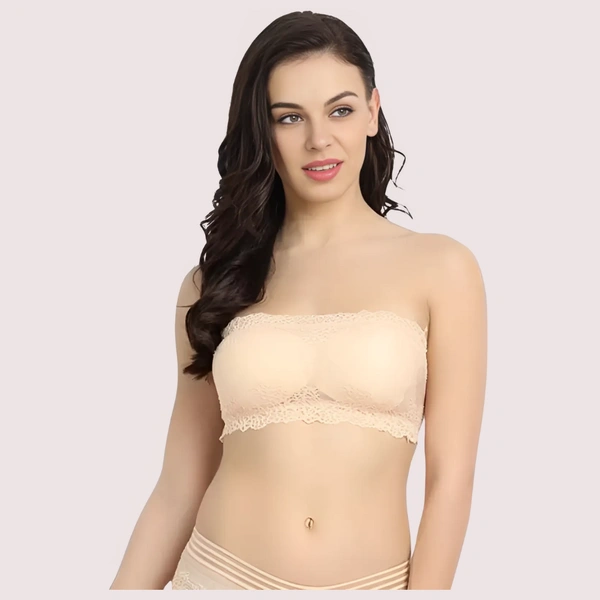 InnerFeel Wirefree and Stretchable Tube Bra for Ultimate Comfort - 32B, Beige
