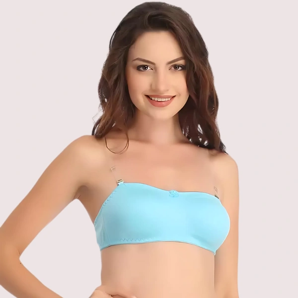 InnerFeel Women's Comfy Wirefree Micro Touch Stretch Tube Bra - 32B, Light Blue