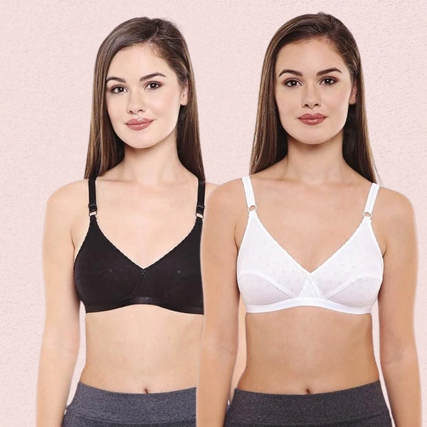 InnerFeel Women’s Cotton Classic Regular Bra – Pack of 2 - 34B, Assorted