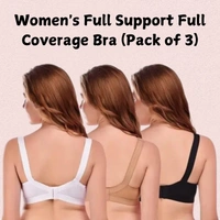 InnerFeel Women’s Full Support Full Coverage Bra (Pack of 3) - 32B, Assorted