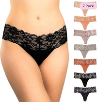 InnerFeel Women’s Intimates Lace Thong Set - 4 in a Pack - M, Assorted