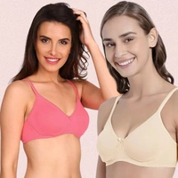 InnerFeel Women’s Soft Cotton Non-Wired Bra (Pack of 2) - 32B, Assorted