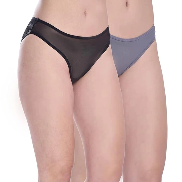 InnerFeel Women's Transparent Lace Bikini Set - Pack of 2 - M, Assorted