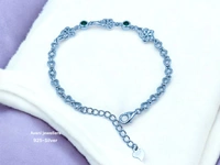 Avani Jewellers Silver Ladies Fancy Bracelet - 6.8, 7.5 INCH, GREEN