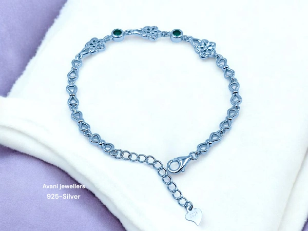 Avani Jewellers Silver Ladies Fancy Bracelet - 6.8, 7.5 INCH, GREEN