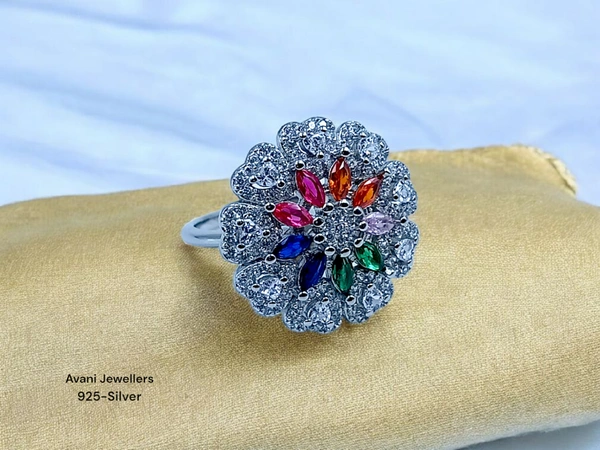 Avani Jewellers Silver Ladies Fancy Ring - 3.98, 10