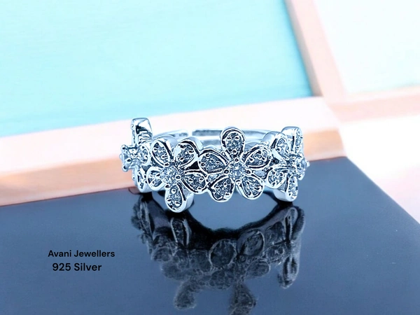 Avani Jewellers Silver Ladies Fancy Ring - 3.45, Adjustable