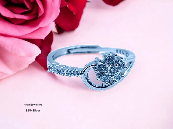 Avani Jewellers Silver Ladies Fancy Ring - 1.95, Adjustable