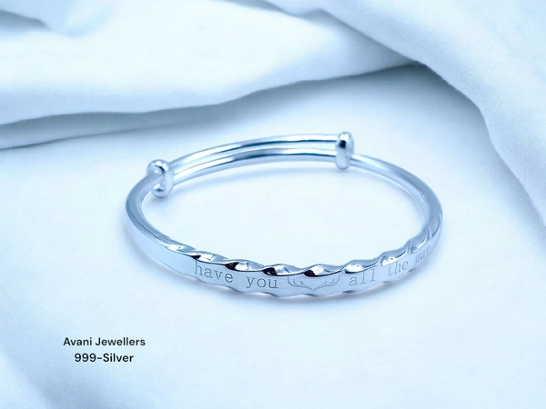 Avani Jewellers Silver Ladies Plain Kade - 25.39, Adjustable
