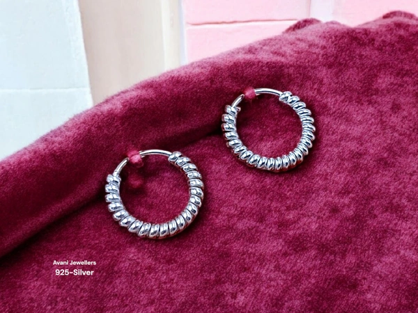 Avani Jewellers Silver Antique Plain Earrings - 1.33
