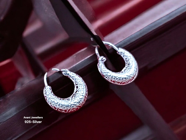 Avani Jewellers Silver Antique Plain Earrings - 1.44