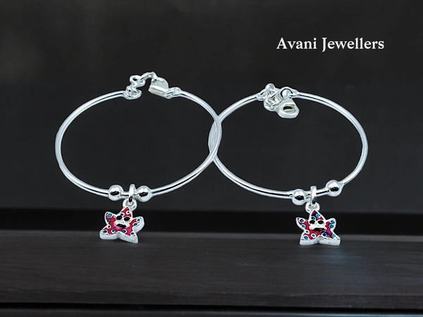 Avani Jewellers Silver Baby Plain Kade - 10.28, Adjustable