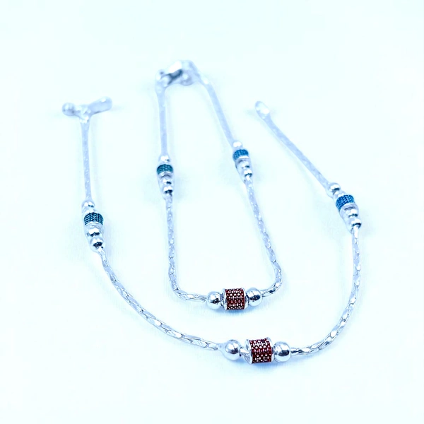 Silver Fancy Paayal - 14.6, 10.5 Inch