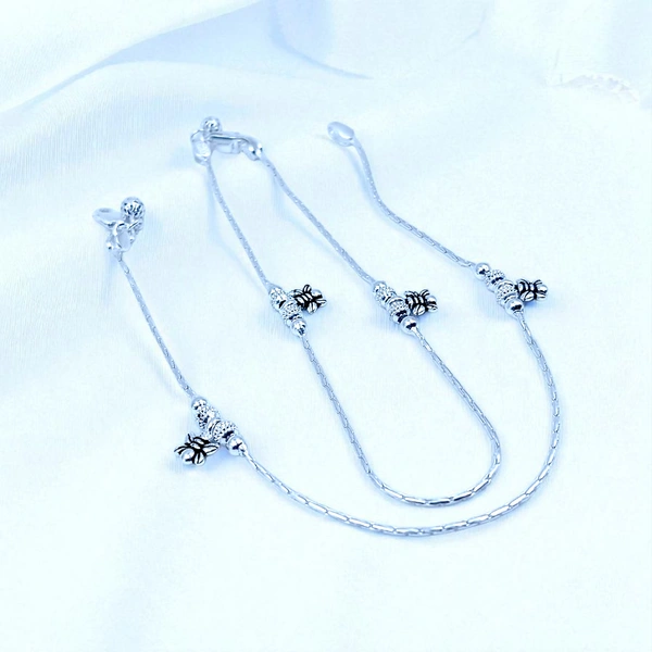 Silver Fancy Paayal - 12.75, 10.5 Inch