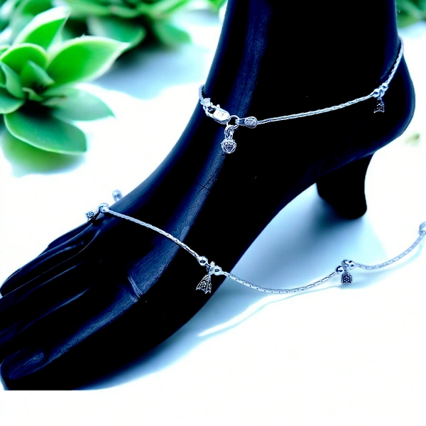 Silver Fancy Paayal - 13.25, 10.5 Inch