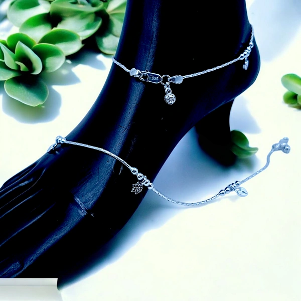 Silver Fancy Paayal - 14, 10.5 Inch