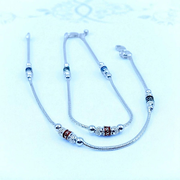 Silver Fancy Paayal - 17.27, 10.5 Inch