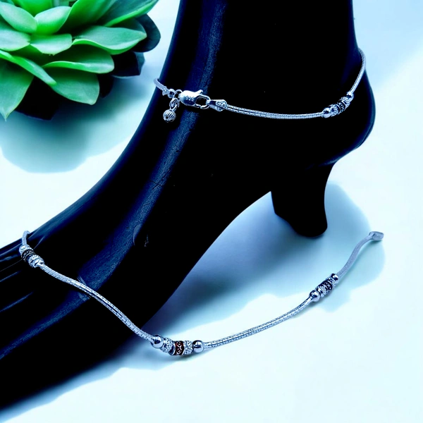 Silver Fancy Paayal - 17.27, 10.5 Inch