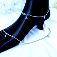 Silver Fancy Paayal - 15.55, 10.5 Inch