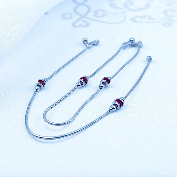 Silver Fancy Paayal - 15.68, 10.5 Inch