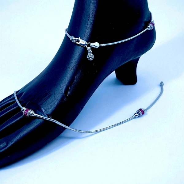 Silver Fancy Paayal - 15.68, 10.5 Inch