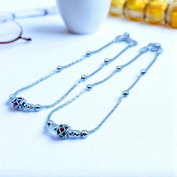 Silver Fancy Paayal - 13.16, 10.5 Inch