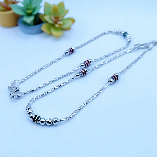 Silver Fancy Paayal - 13.92, 10.5 Inch