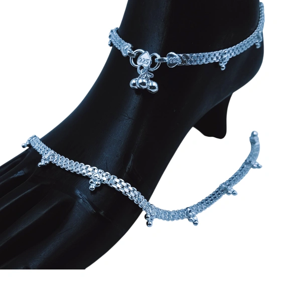 Silver Fancy Paayal - 34, 10.5 Inch