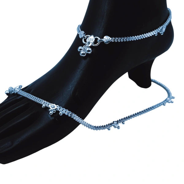 Silver Fancy Paayal - 28.4, 10.5 Inch