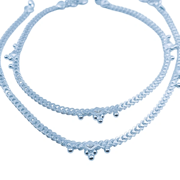 Silver Fancy Paayal - 28.4, 10.5 Inch