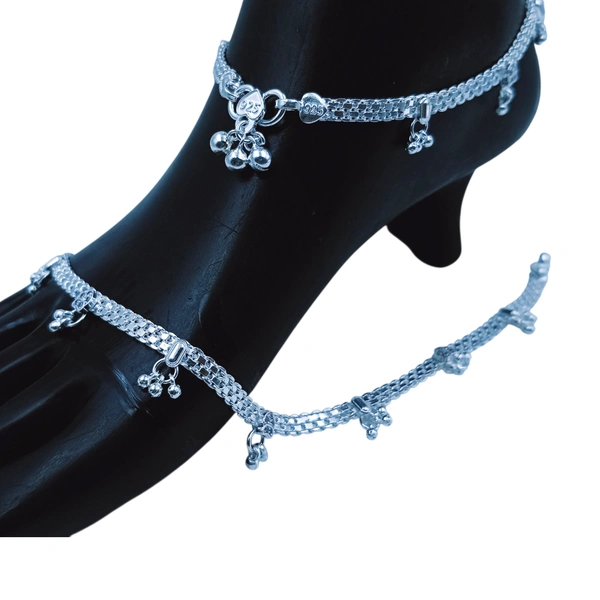 Silver Fancy Paayal - 38.8, 10.5 Inch