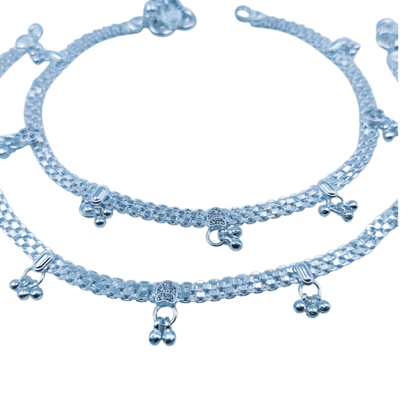 Silver Fancy Paayal - 38.8, 10.5 Inch