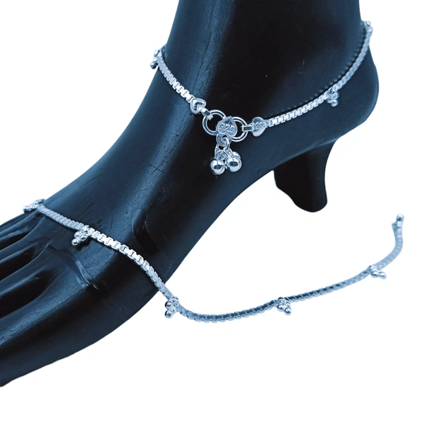 Silver Fancy Paayal - 24.6, 10.5 Inch