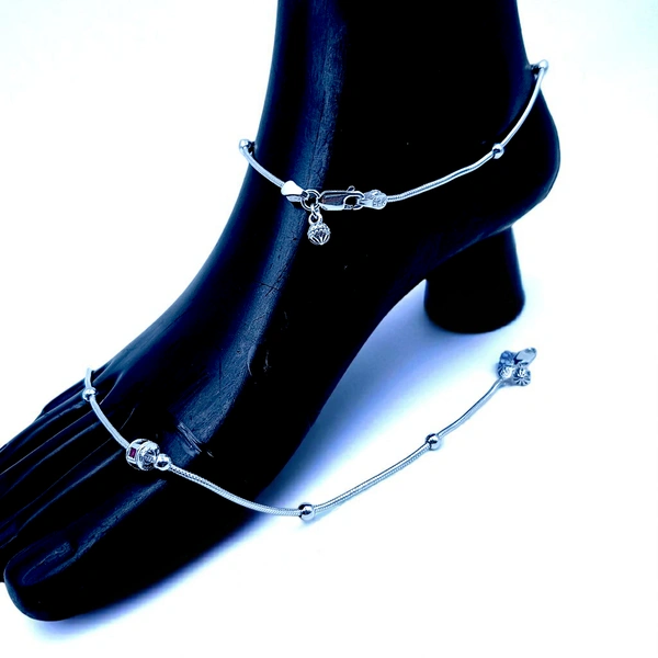 Silver Fancy Paayal - 15.18, 10.5 Inch