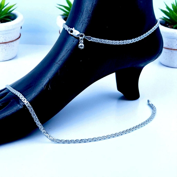 Silver Fancy Paayal - 12.71, 10.5 Inch