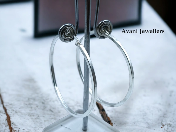 Avani Jewellers Silver Antique Plain Earrings - 6.16