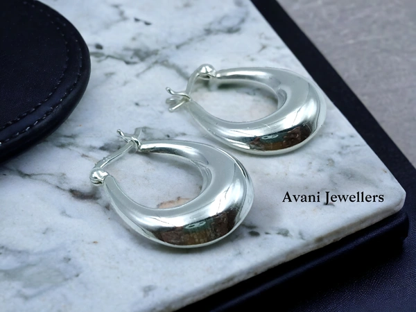 Avani Jewellers Silver Antique Plain Earrings - 4.57