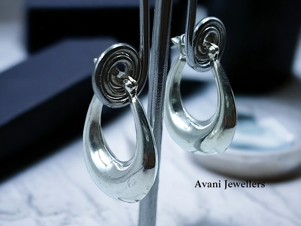 Avani Jewellers Silver Antique Plain Earrings - 4.57