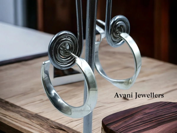 Avani Jewellers Silver Antique Plain Earrings - 3.2