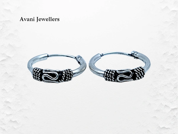 Avani Jewellers Silver Antique Plain Earrings - 1.25