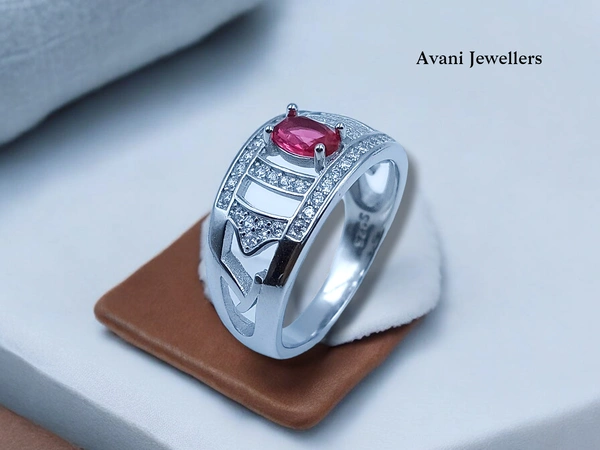 Avani Jewellers Silver Ladies Fancy Ring - 4.15, 17, Falu Red
