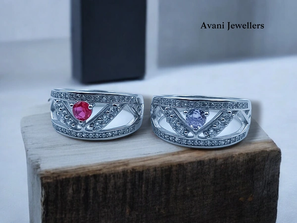 Avani Jewellers Silver Ladies Fancy Ring - 4.05, 12, Magenta / Fuchsia
