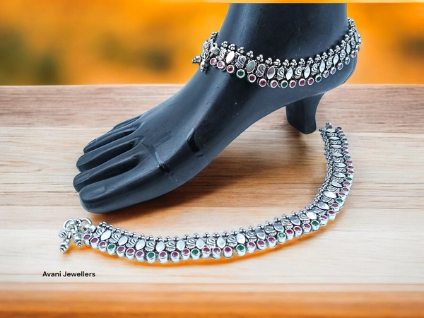 Avani Jewellers Antique Silver Paayal - 109.37, 10.5 Inch