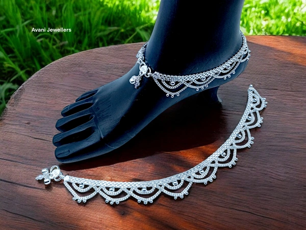 Silver Fancy Paayal - 53.8, 10.5 Inch