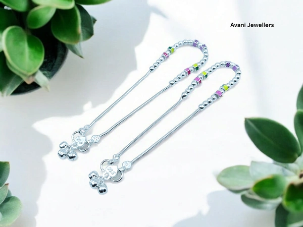 Avani Jewellers Silver Fancy Paayal - 32.3, 10.5 Inch