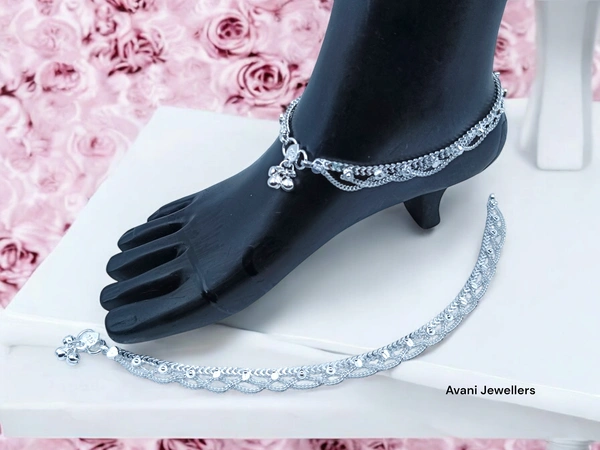 Avani Jewellers Silver Fancy Paayal - 44.7, 10.5 Inch