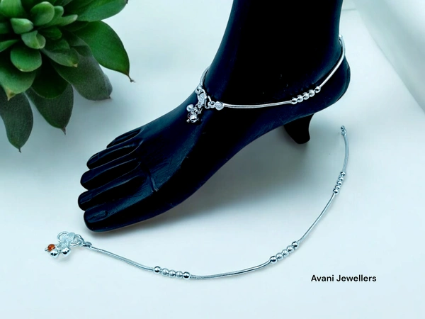 Avani Jewellers Silver Fancy Paayal - 25.4, 10.5 Inch